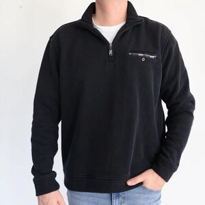 San-lodo Milano Polo Black Sweater with Half  Zip ~Large